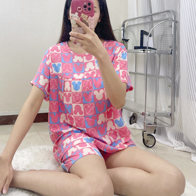 女棉绸韩版可爱两件套人造棉