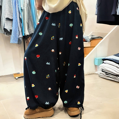 【加大裙裤下摆可抽绳】夏季女款棉绸大码胖MM九分休闲裤宽松薄款