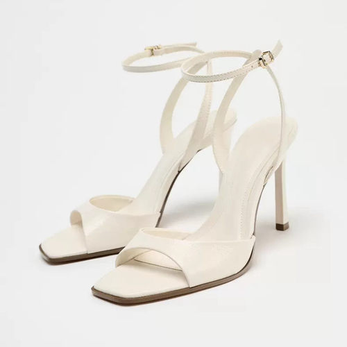 西班牙2025夏季新品鱼嘴中空欧美鞋金色脚踝绊带一字带细高跟凉鞋