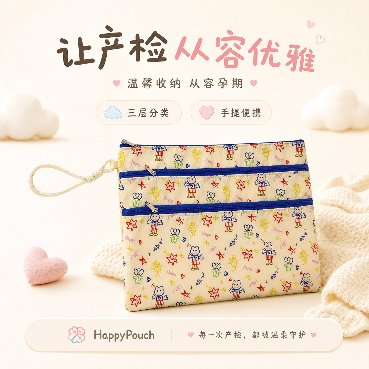 孕妇产检资料收纳包a4手提拉链式文件医院检查报告收纳袋子病理案报告单票据多层档案防水随身便携高级感颜值图片