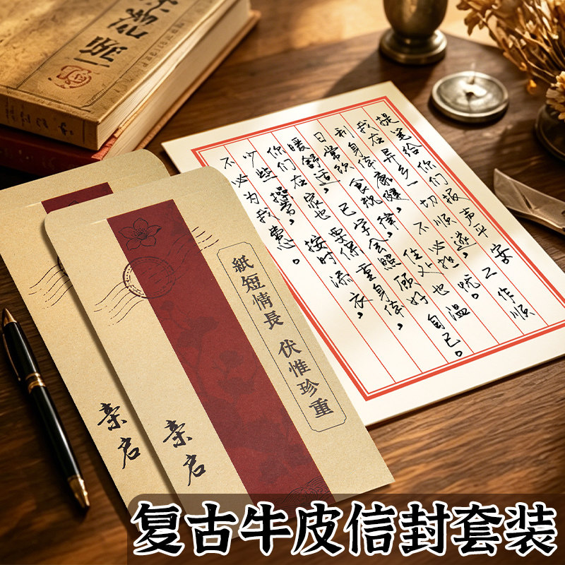 老中式复古信封信纸套装高级仪式感家书贺卡手写信浪漫表白情书信笺送男女友给阿嫲嬷的电影文创平安侨批潮汕