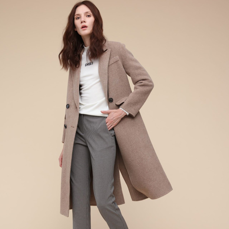 季候风通勤百搭双排扣双面毛呢女