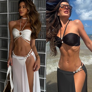 2025新款三件套比基尼欧美性感分体泳衣女跨境泳装套装沙滩游泳衣