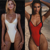 热卖 泳装 连体泳衣欧美拼接性感比基尼女士跨境后背交叉一体式 新款