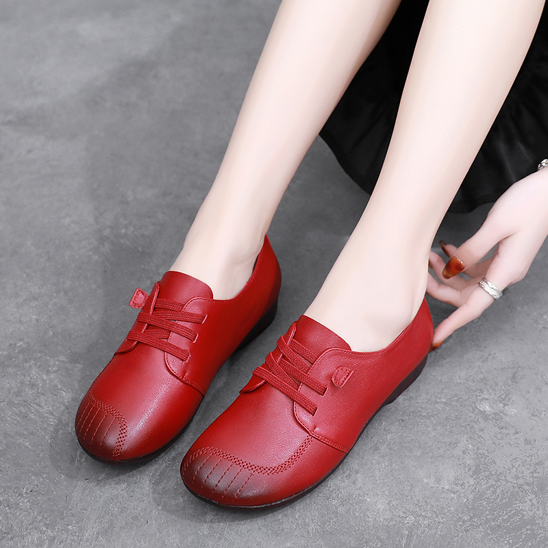 妙悦真皮春秋款舒适中老年妈妈鞋