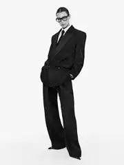 Saint Laurent New Spring Runway Style Intellectual Chic 100% Worsted Wool Double-Breasted Black Blazer