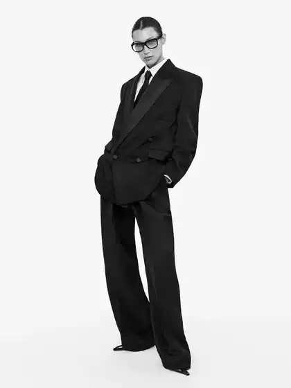 Saint Laurent New Spring Runway Style Intellectual Chic 100% Worsted Wool Double-Breasted Black Blazer