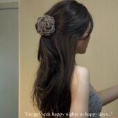 立体干枯玫瑰花抓夹度假后脑勺caro同款 布艺花朵发夹