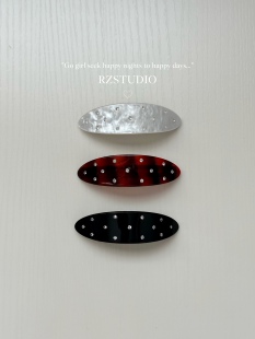 RZSTUDIO 醋酸半圆水钻弹簧夹 极简复古氛围感一字夹半扎发卡