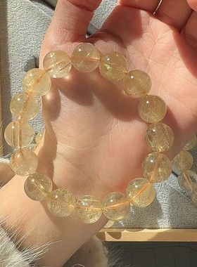 金发晶手链钛晶满发男女天然巴西金发晶手链黄水晶手链黄发晶