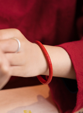 跨境朱砂红官方旗舰店正品手镯 天然原矿女本命年叮当款情侣手镯