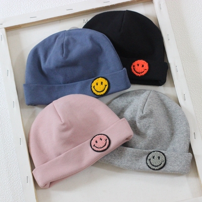 笑脸纯棉新生儿双层套头包邮胎帽