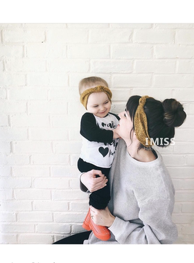 秋冬进口羊毛面料亲子婴儿男女宝宝遮囟门宽边打结姜黄色头饰发带