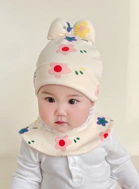 【独家】春秋冬泫雅风花朵女童婴儿新生儿宝宝胎帽纯棉套头双层帽