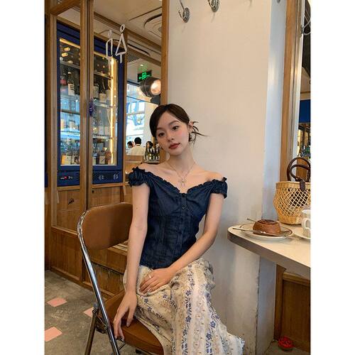 诠释美 NEWOPEN 26年夏季别致衬衫法式木耳边v领修身上衣女