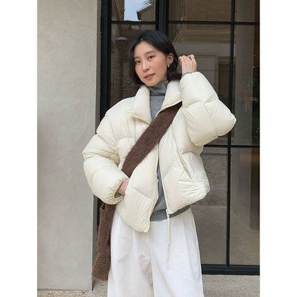 THEMIND短款泡芙羽绒服外套女2025冬装新国标90白鸭绒面包服