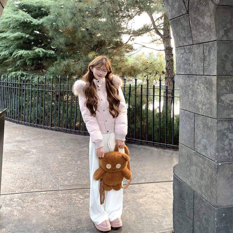 2025冬季新款爱神贝拉 90白鸭绒羽绒服显瘦内里加绒羽绒服貉子毛