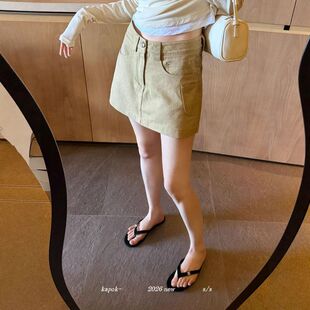 KAPOK春季女装新款休闲口袋钮扣显瘦百搭休闲短裤裙