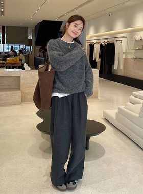 THE MIND阔腿百搭休闲裤女2025广州十三行冬韩系高腰西裤