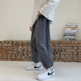 秋冬加绒加厚休闲裤宽松侧边印花束脚裤KK84P45加绒P50，男装休闲裤，星座712