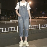 21夏季破洞牛仔背带裤男女中性连体吊带裤BD03P65，男装牛仔裤，星座712