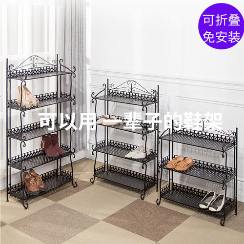 铁艺多层鞋架家用好看室内简易门口可折叠鞋柜免安装经济型省空间