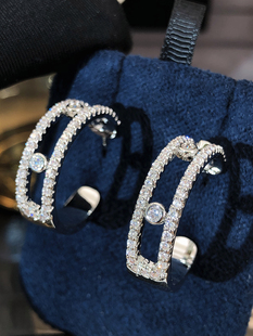 欧美时尚简约现代闪钻耳环精致高级设计感职场百搭气质耳饰耳扣女