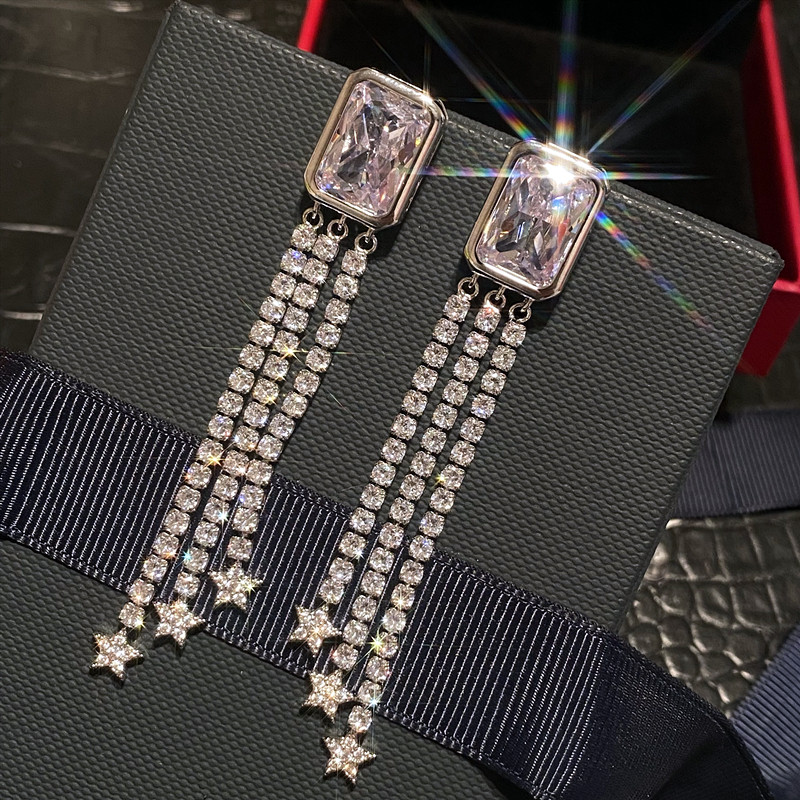 超闪闪钻流苏星星耳环2025年新款潮长款气质百搭耳饰高级感耳坠女,饰品/流行首饰/时尚饰品新,耳环,淘宝优惠券,粉丝福利购,淘宝优惠卷