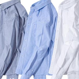 春秋新款 长袖 纯色商务休闲时尚 衬衣修身 潮 牛津纺免烫工装 三顺男式