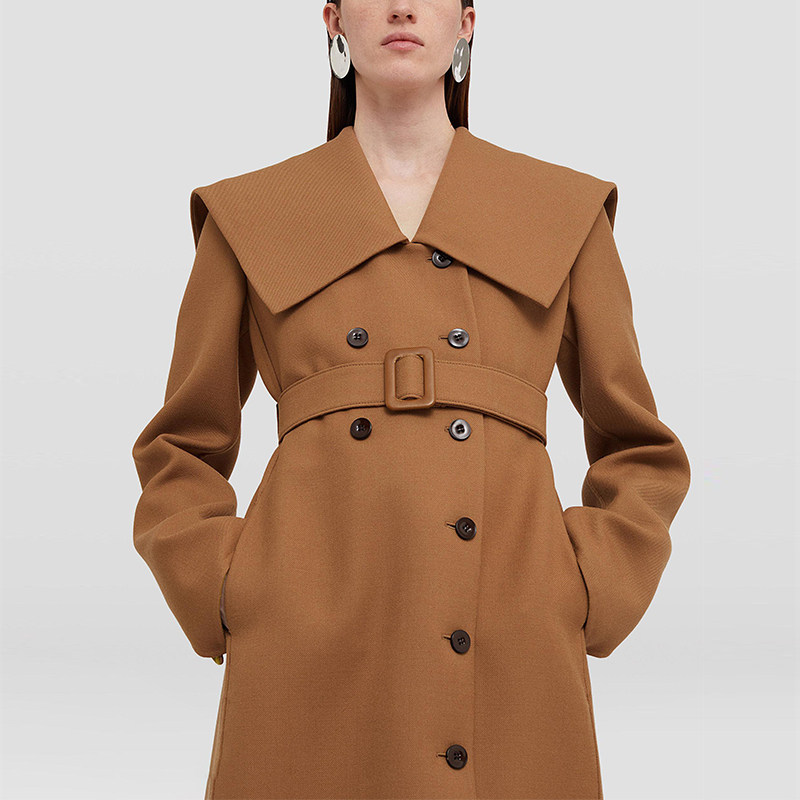 2025早春新款驼色气质显瘦高级感羊毛大衣外套女大方领直筒中长款