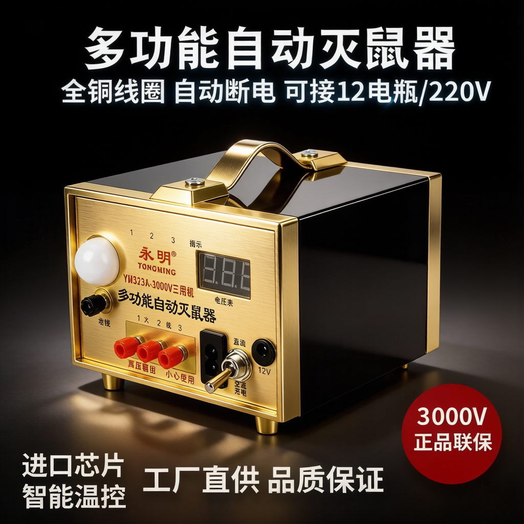 打老鼠机全自动电灭鼠器交直流12v220驱扑笼夹拉线高压野外捕鼠器