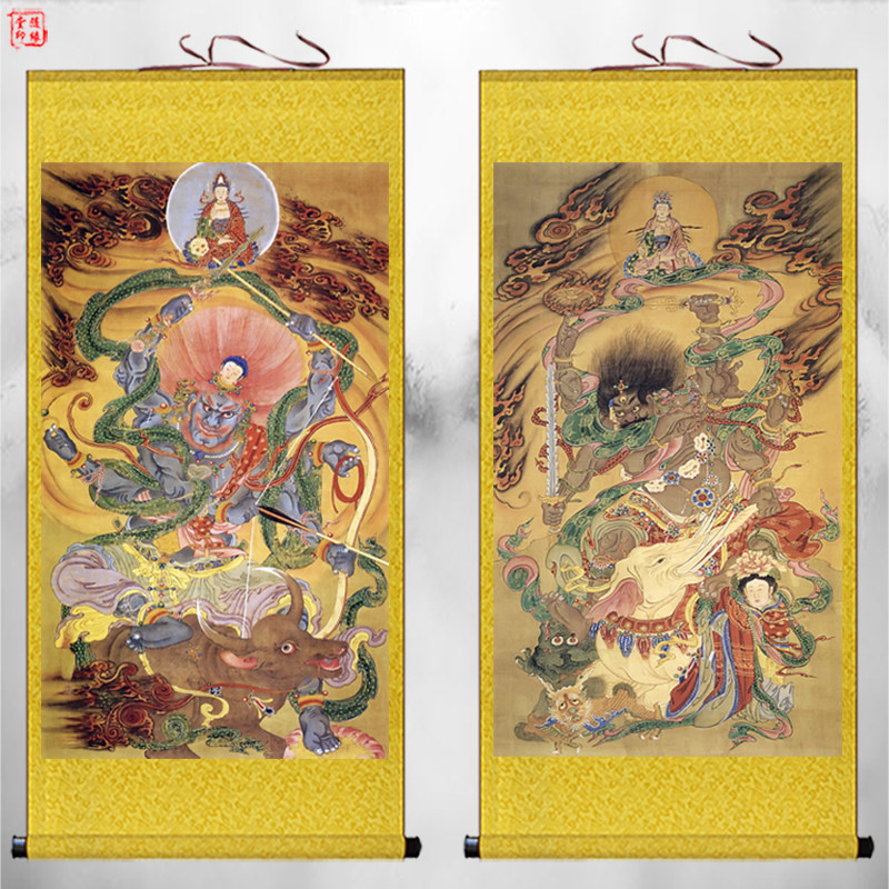 八大明王卷轴画步掷金刚明王寺庙供奉神像金刚夜叉明王佛堂挂画
