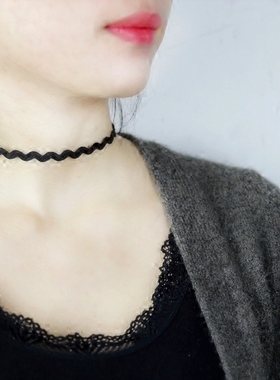 CHOKER蕾丝脖子黑色新款颈带