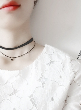 choker双层脖子饰品颈圈黑色项链