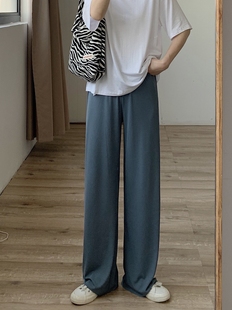 要人手一条敲酥糊 夏 面膜裤 显瘦竖纹理垂感丝滑凉爽薄薄阔腿裤