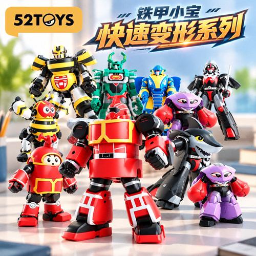 52TOYS铁甲小宝快速变形鲨鱼辣椒手办玩具卡布达变形摆件生日礼物
