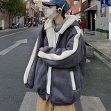 3冬季男羊羔毛外套大码连帽加厚麂皮绒棉衣XZ405-1-Y06，男装棉衣，星座405-1