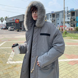 3冬季新品男士宽松中长款毛领连帽棉服XZ405-1-Y03，男装棉衣，星座405-1