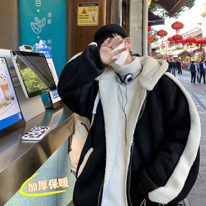 3男连帽宽松加绒棉服外套大码麂皮绒加厚棉袄XZ405-1-Y06图片
