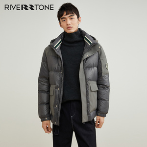 Riverstone高端大牌连帽羽绒服男