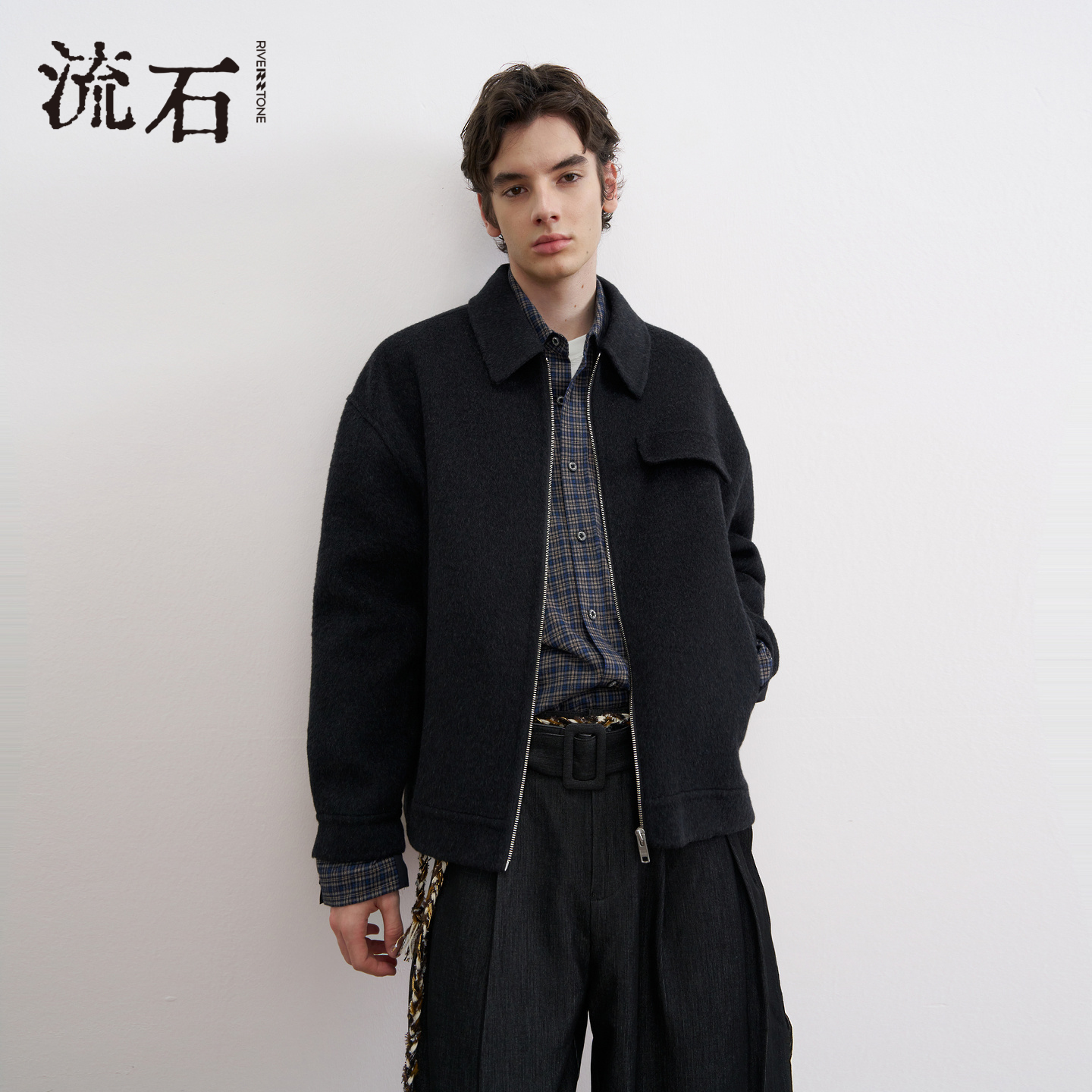 商场同款流石男装经典羊毛呢夹克