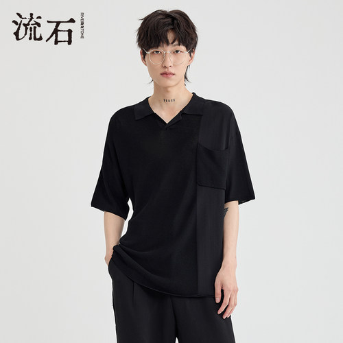 流石男装短袖针织舒适时尚t恤男