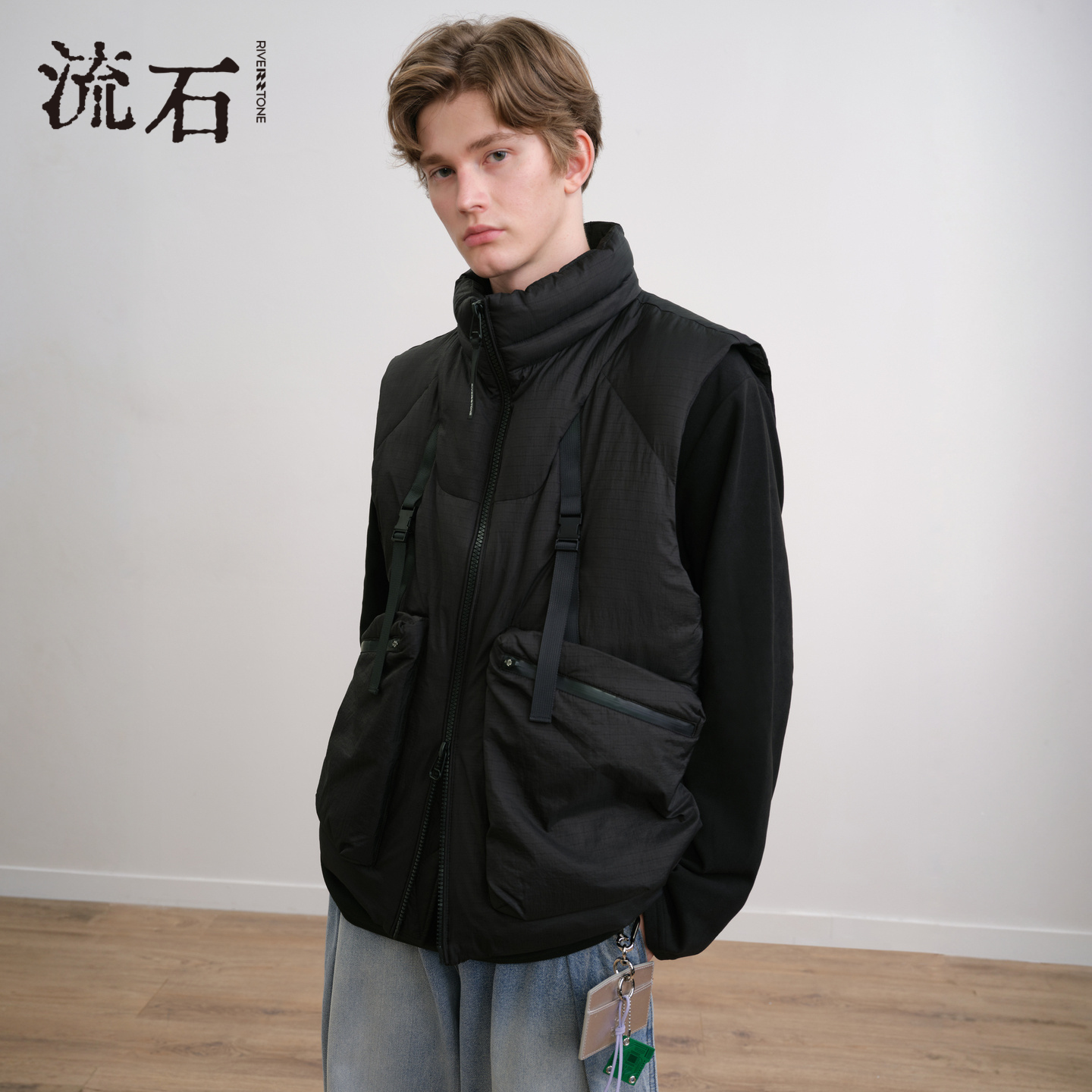 商场同款流石男装机能风羽绒马夹