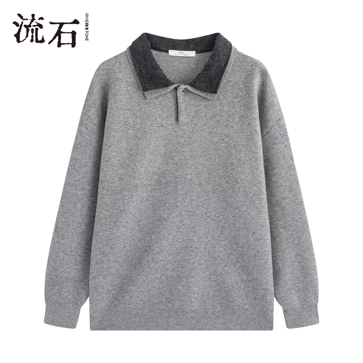 商场同款流石男装假两件长袖毛衣