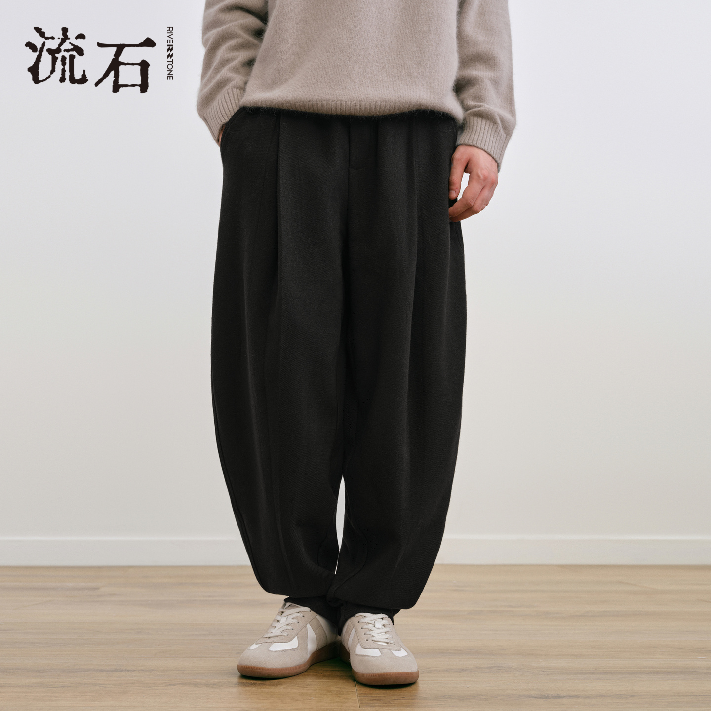 商场同款流石男装磨毛简约休闲裤