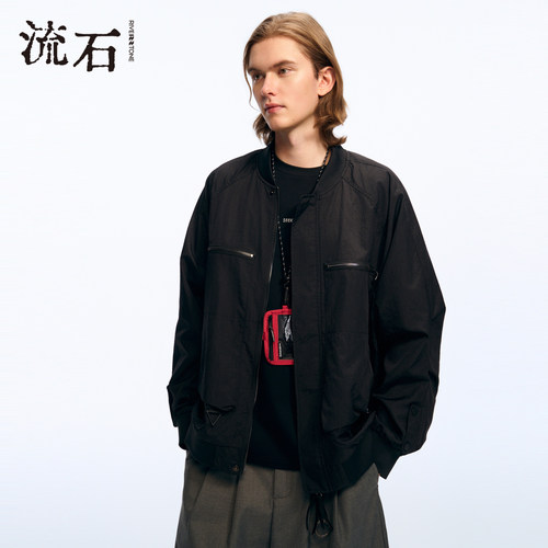商场同款流石男装户外棒球领夹克