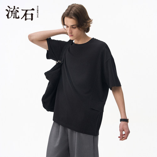 商场同款流石男装拼接短袖T恤衫