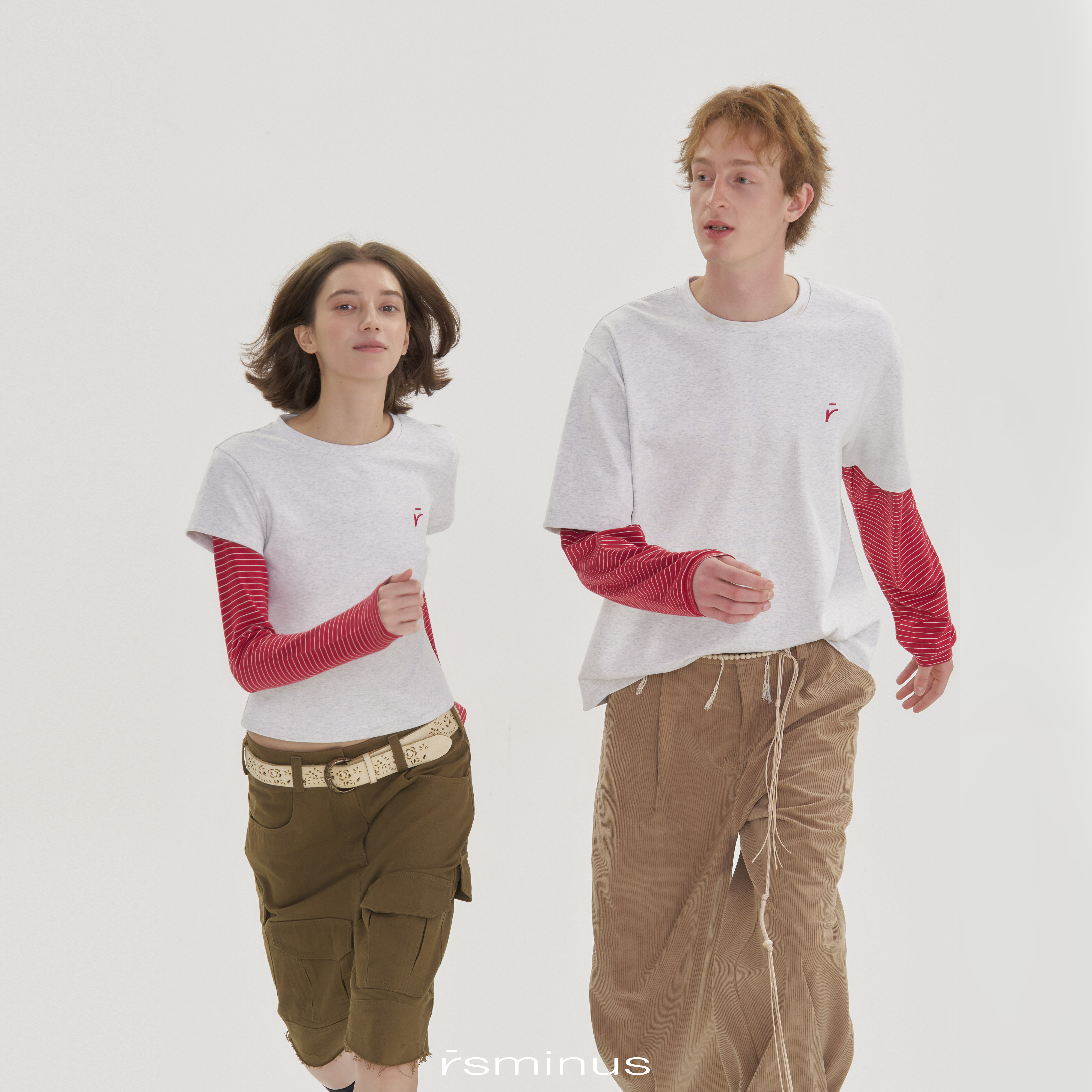 riverstone男女同款假两件拼接撞色打底条纹长袖T恤202