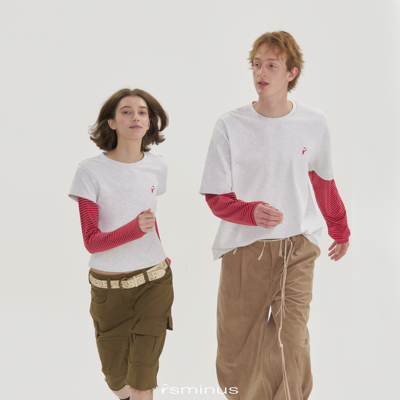 riverstone假两件拼接条纹T恤男