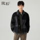 时尚 春季 休闲重磅夹克 撞色拼接潮男生原色牛仔衣外套新款 流石男装